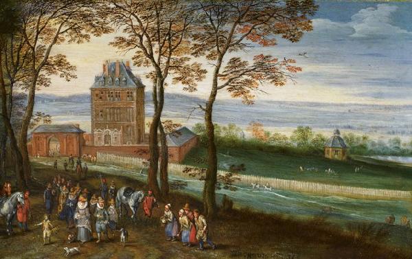 Jan Brueghel Schloss Mariemont mit Erzherzog Albrecht und Isabella oil painting picture